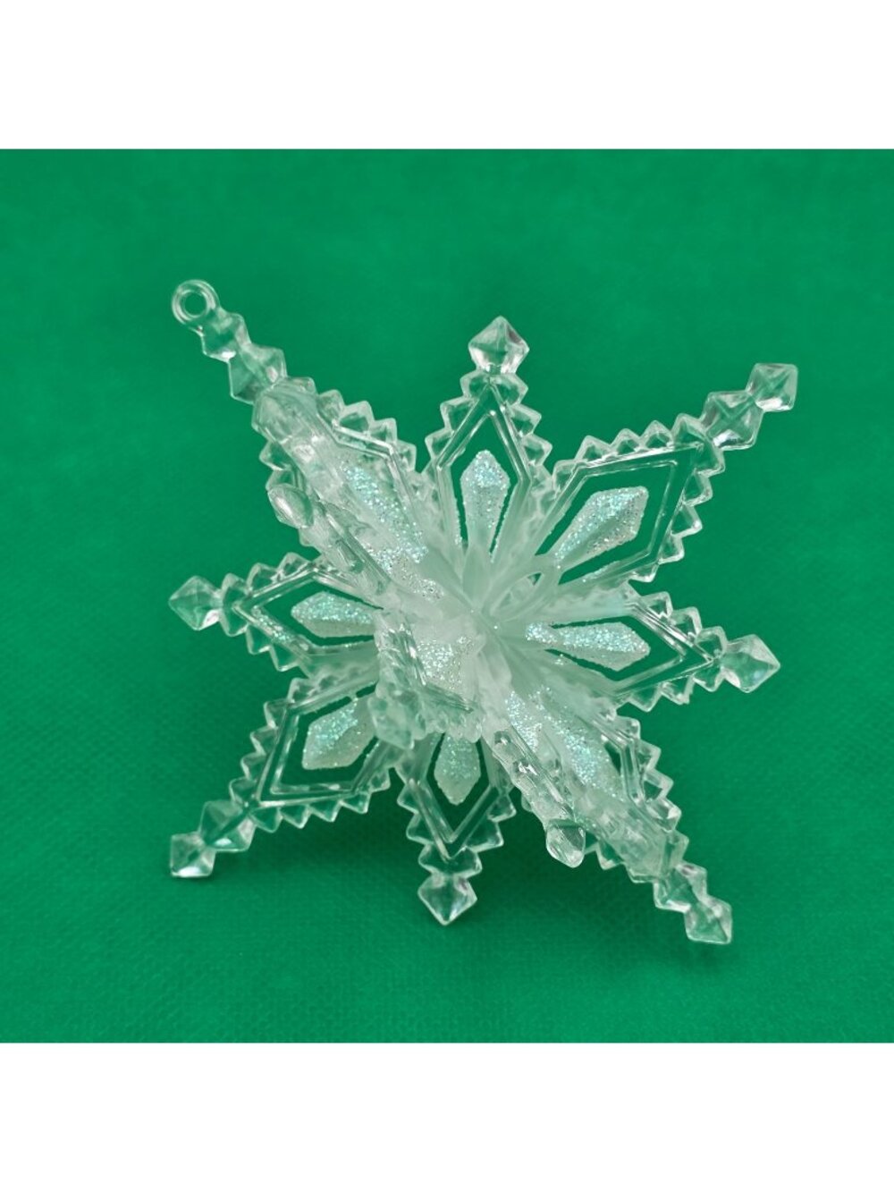 Clear Glitter 3D Snowflake Christmas Ornament Decoration 4"